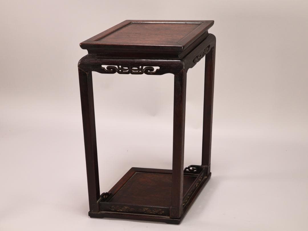 BK435　時代唐木　菱型　高卓　花台　香炉台　飾台　盆栽台　高さ約41㎝