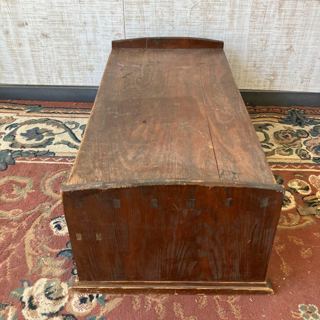 昭和レトロ アンティーク 古家具 木製文机 引き出し付き座卓 書斎机 無垢材