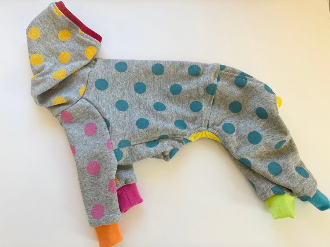 カラフルドットのロンパース① イタグレ服　犬服　ハンドメイド