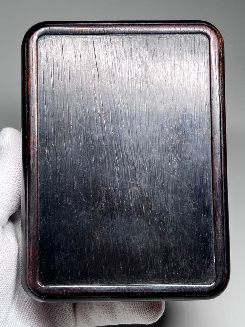 小物入れ　木製　透かし彫り　唐木紫檀　硯箱　古美術