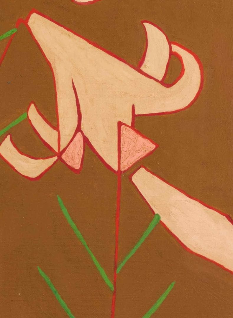 熊谷守一　油彩　肉筆『笹百合』サイン(印譜)　熊谷榧鑑定　F6号　額装　b607