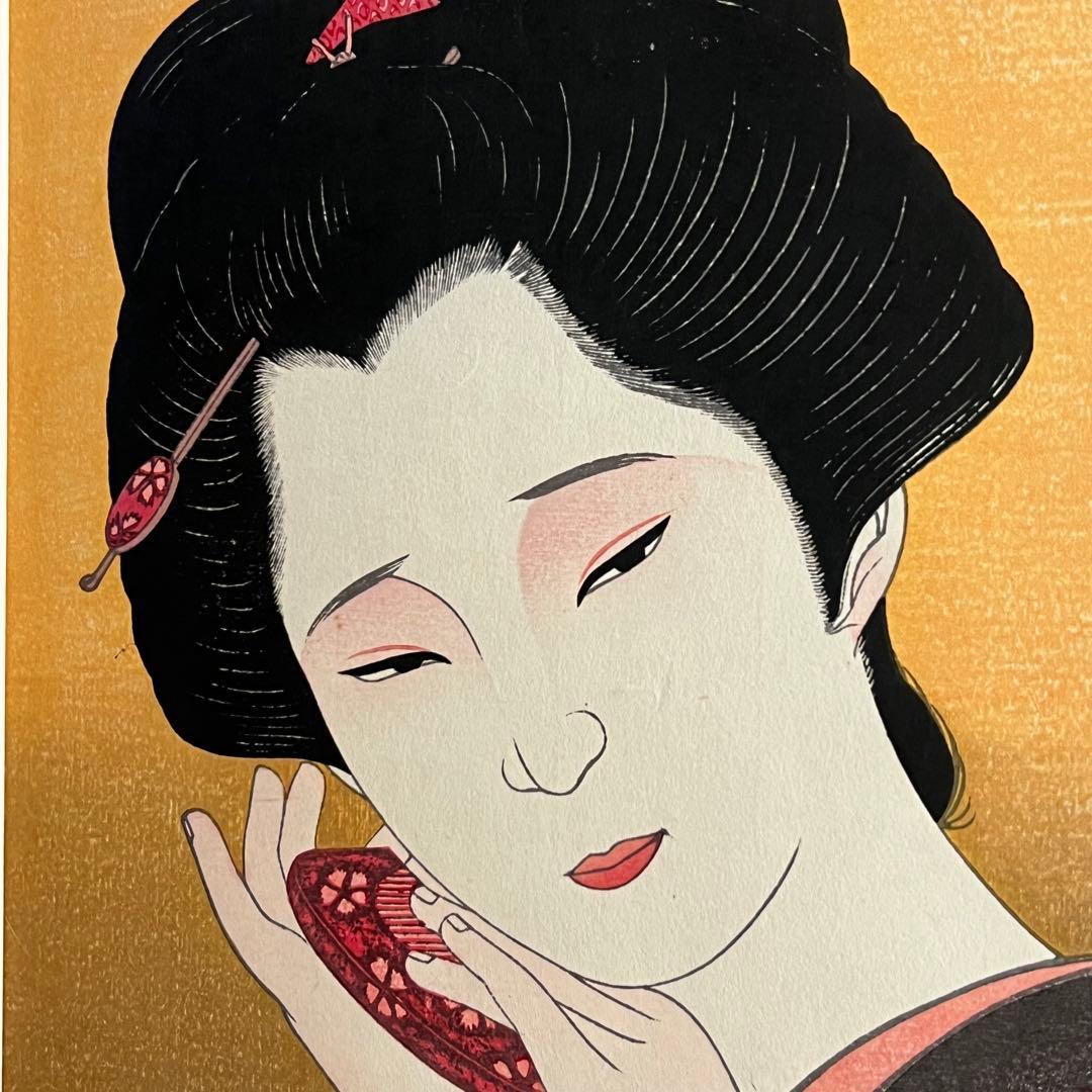 【証明書・箱付き】瀧秀水　木版画　浮世絵　美人画　想い　限定品　日本画　伝統美術