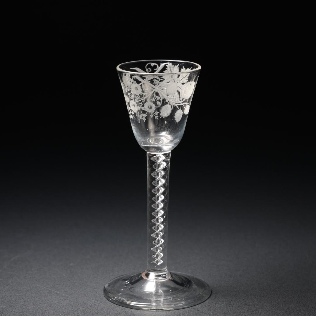 アンティークグラス　ジャコバイト　葡萄と蜂　ツイストステムR1542ダI