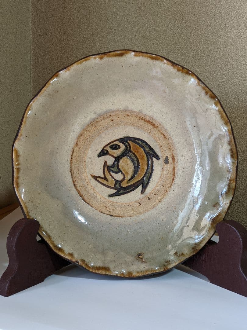 ⭐民藝 用の美！希少 昭和時代初期 琉球 沖縄 壺屋焼 魚紋皿 人間国宝 骨董品