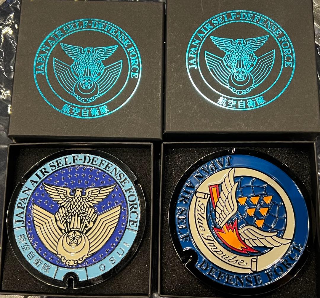 新品公式官給　航空自衛隊　マンホール2個セット　金属製　文鎮　飾り皿