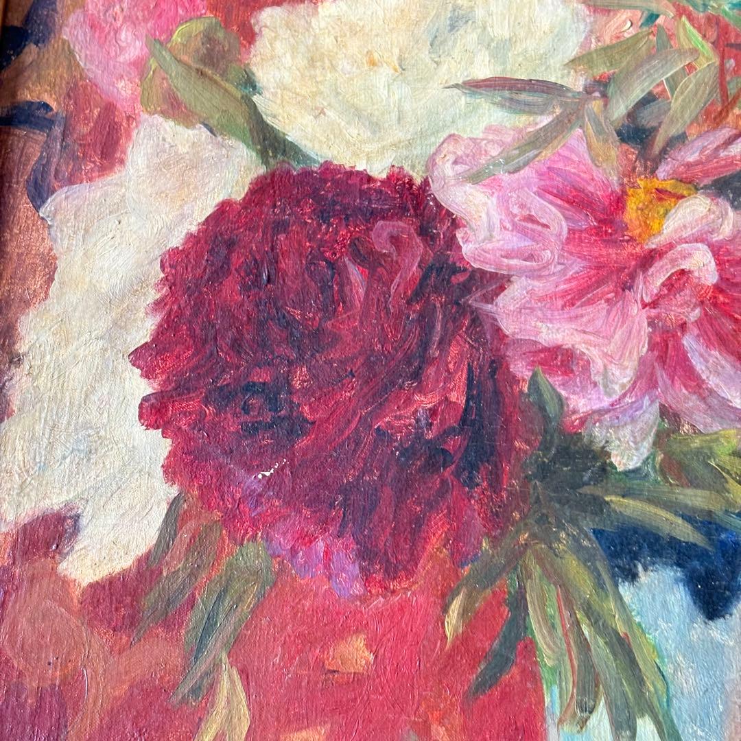 古家新「牡丹」 絵画 油彩画 油絵 額装 絵画 C