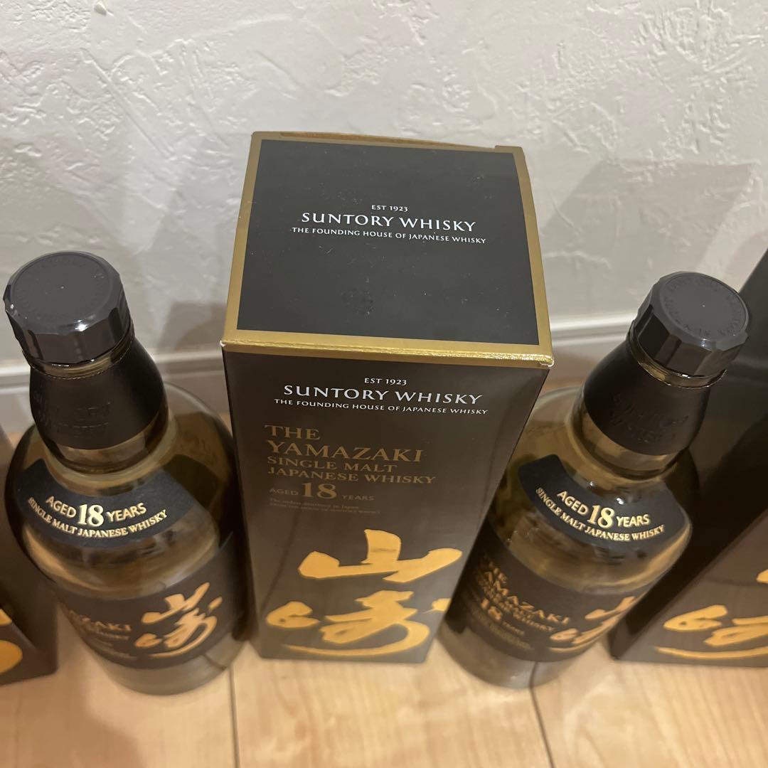 山崎 18年 シングルモルトウイスキー 700ml 空き瓶　箱つき4セット