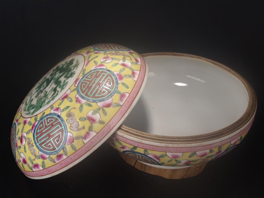 骨董市仕入れ　中国 清時代　在銘手描き置物 美術品 AK1069A1-3