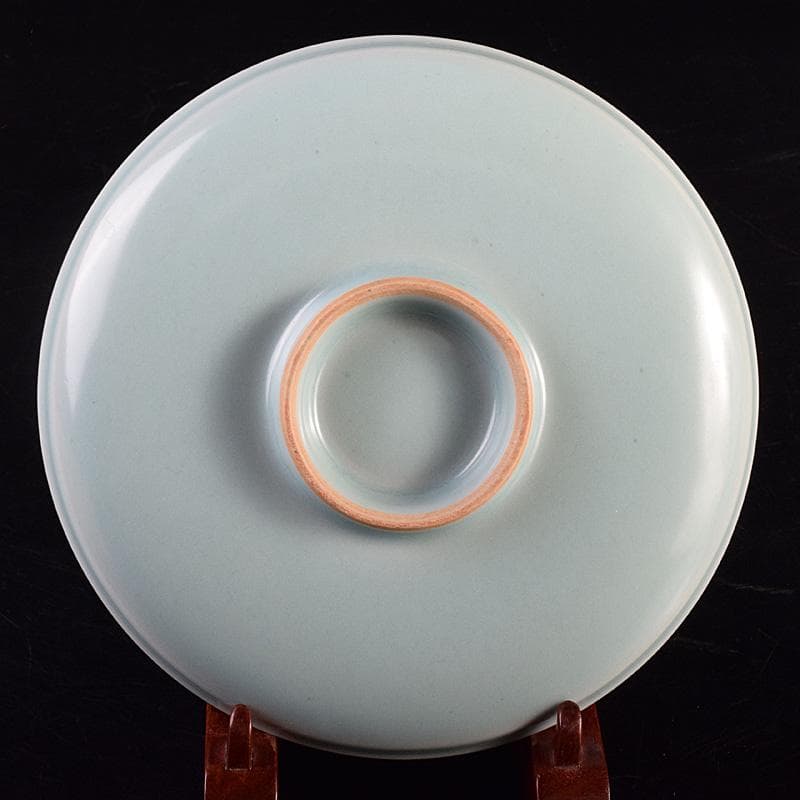 鍋島焼　鍋島青磁　花刻　盤　皿　時代箱付　M　R8806