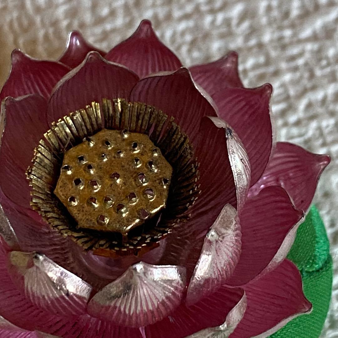 美品✨光則 純銀製仏花　蓮飾り（ピンク）1.7号　仏具　おりん　純金仕立て