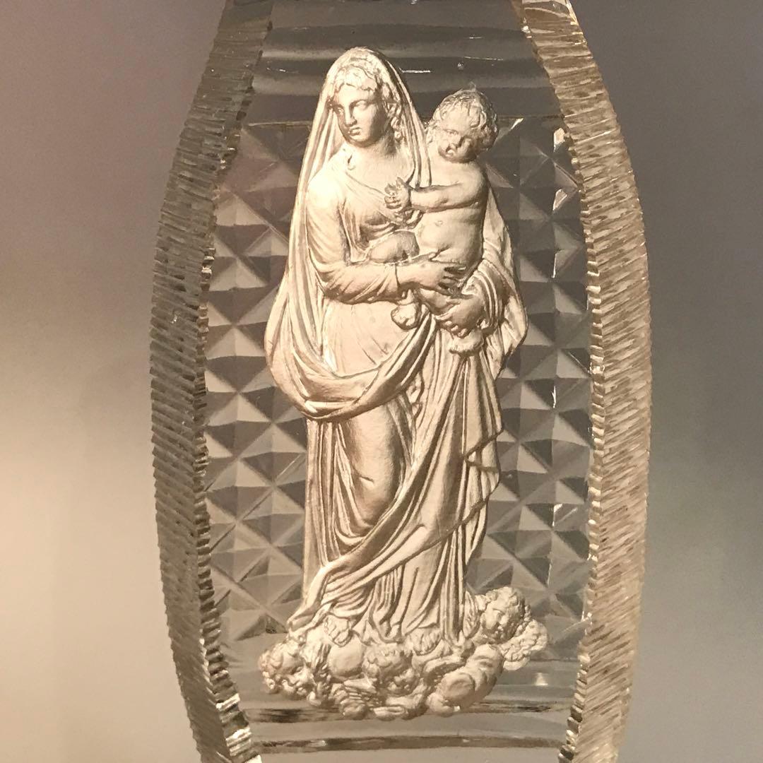 極希少とても古い聖母マリアとイエスの美しいオーナメント☆クリスタル＆セラミック☆