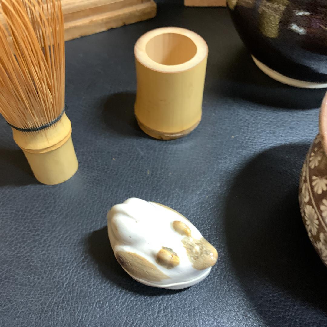 茶箱　短冊　茶道具セット　歴史　古物　棗　茶碗　水差し　茶杓　銘有