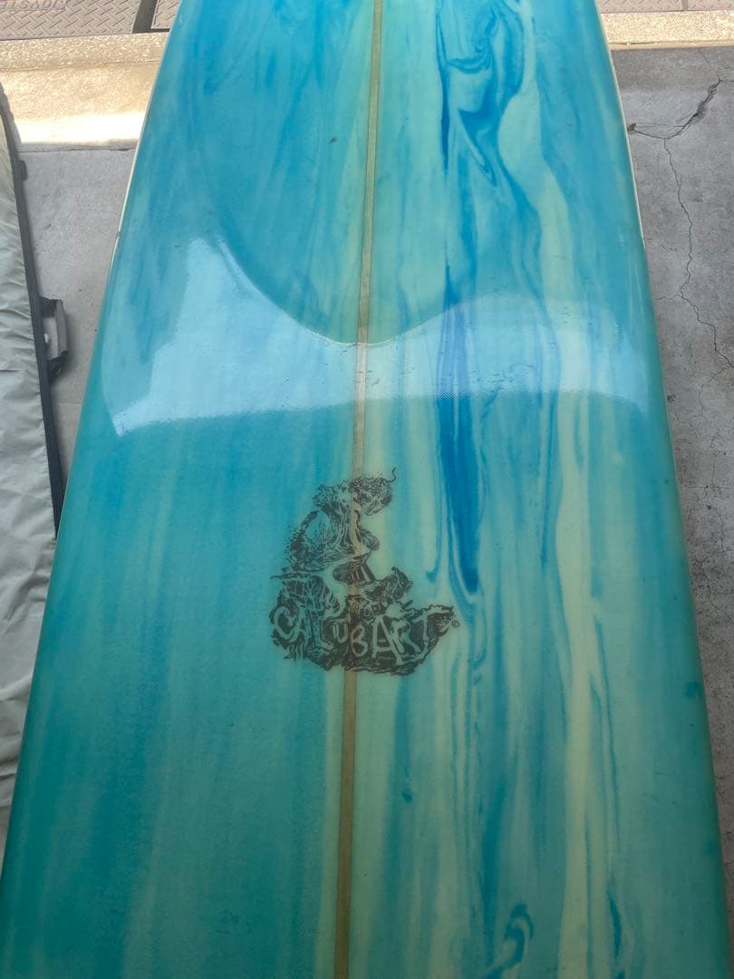 ロングボード 9'6\" 青ハードケース、フィン&リーシュコード付き　引き取り限定