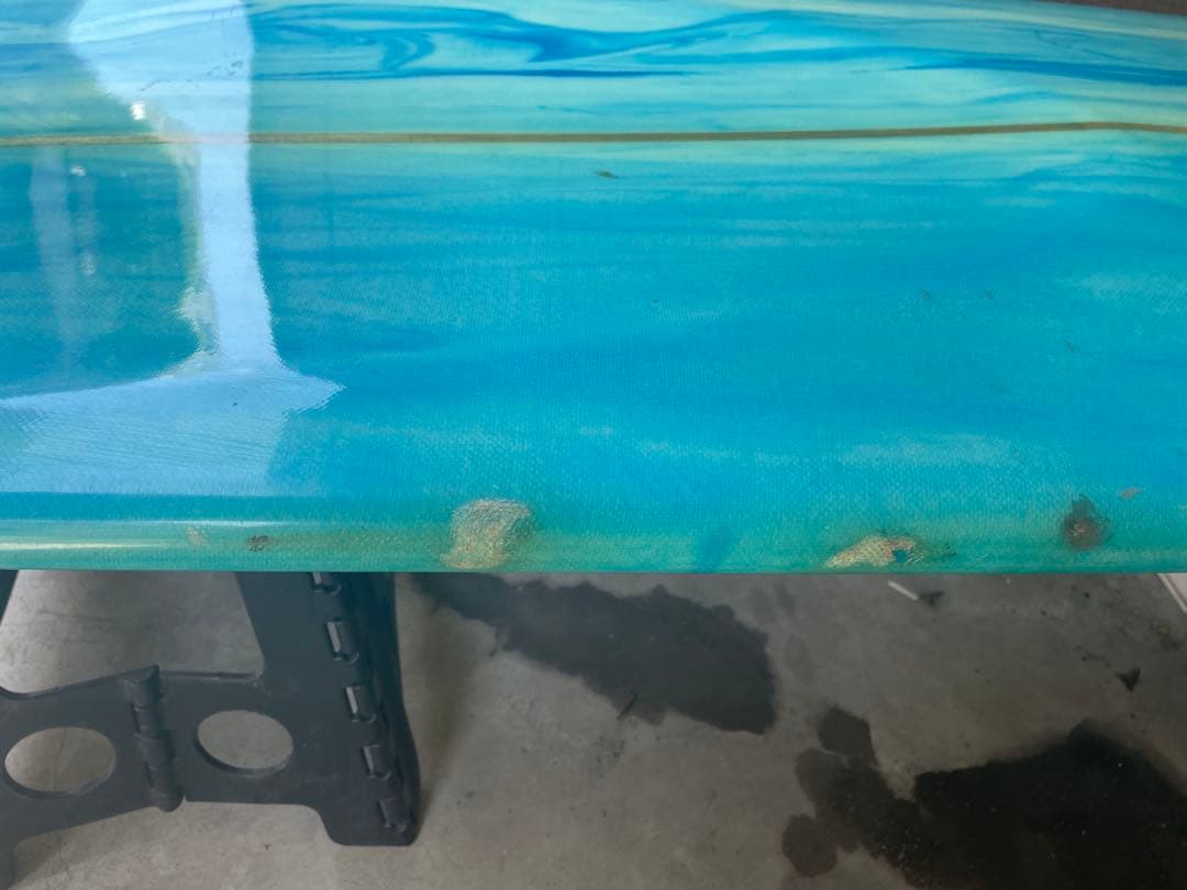 ロングボード 9'6\" 青ハードケース、フィン&リーシュコード付き　引き取り限定