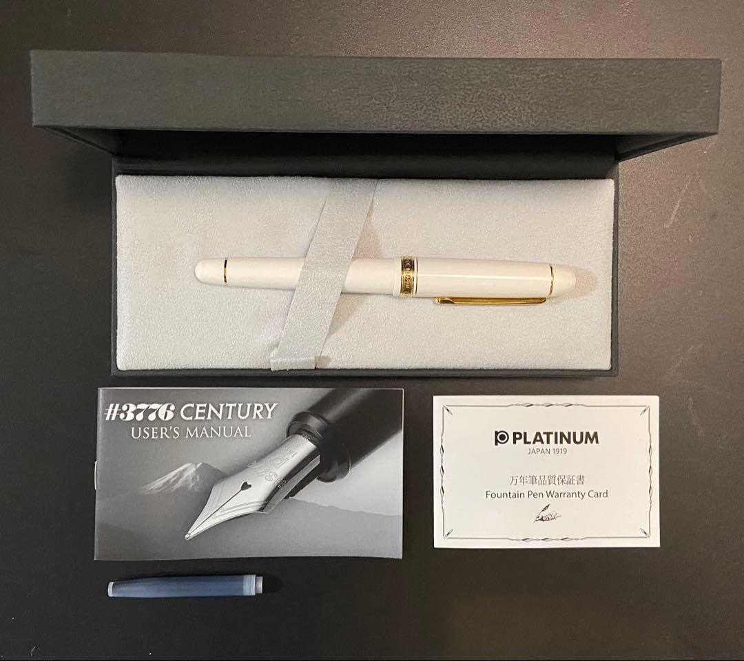 プラチナ万年筆　#3776 センチュリー　B 太字　シュノソーホワイト