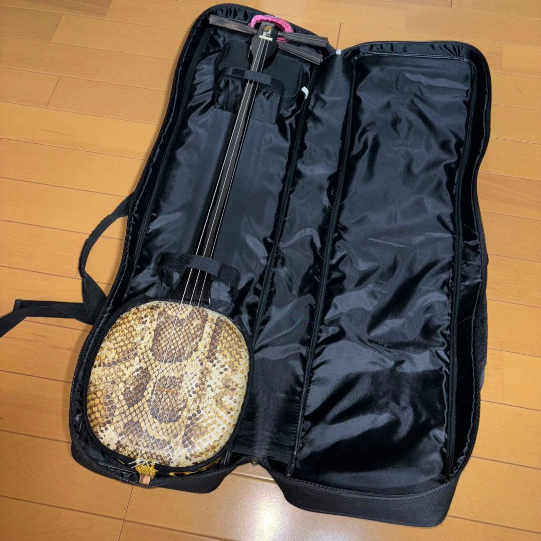 沖縄三線 蛇皮 三味線 ソフトケース付き