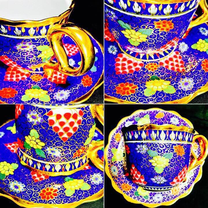 タイ王室御用達手書き ベンジャロン焼カップ＆ソーサー