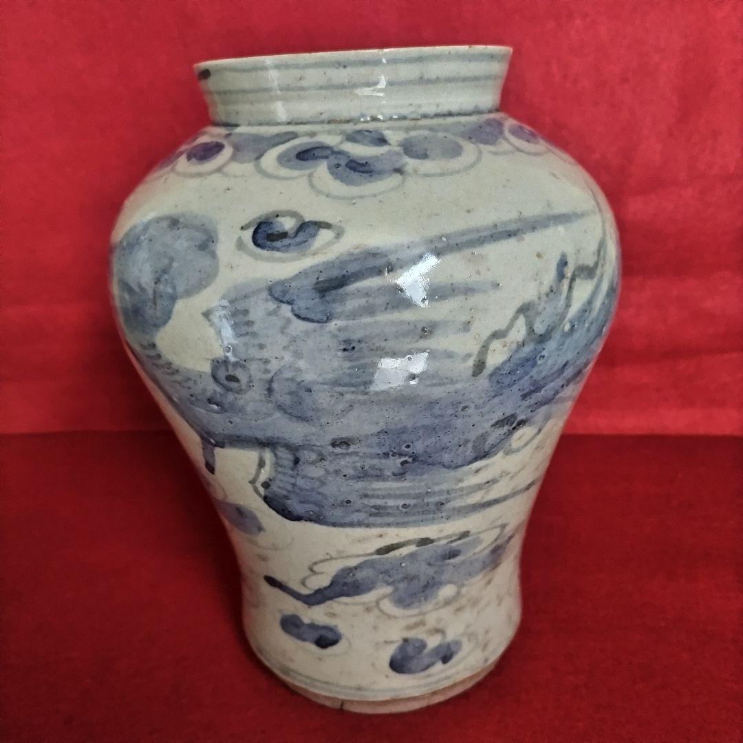 朝鮮美術　李朝期　官窯　分院窯　李朝青花鳳凰紋壺　提灯壺