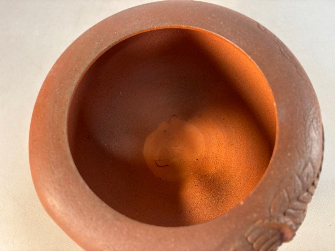 陶器製茶道具 鳳凰風炉　茶釜　敷板(皿)付き