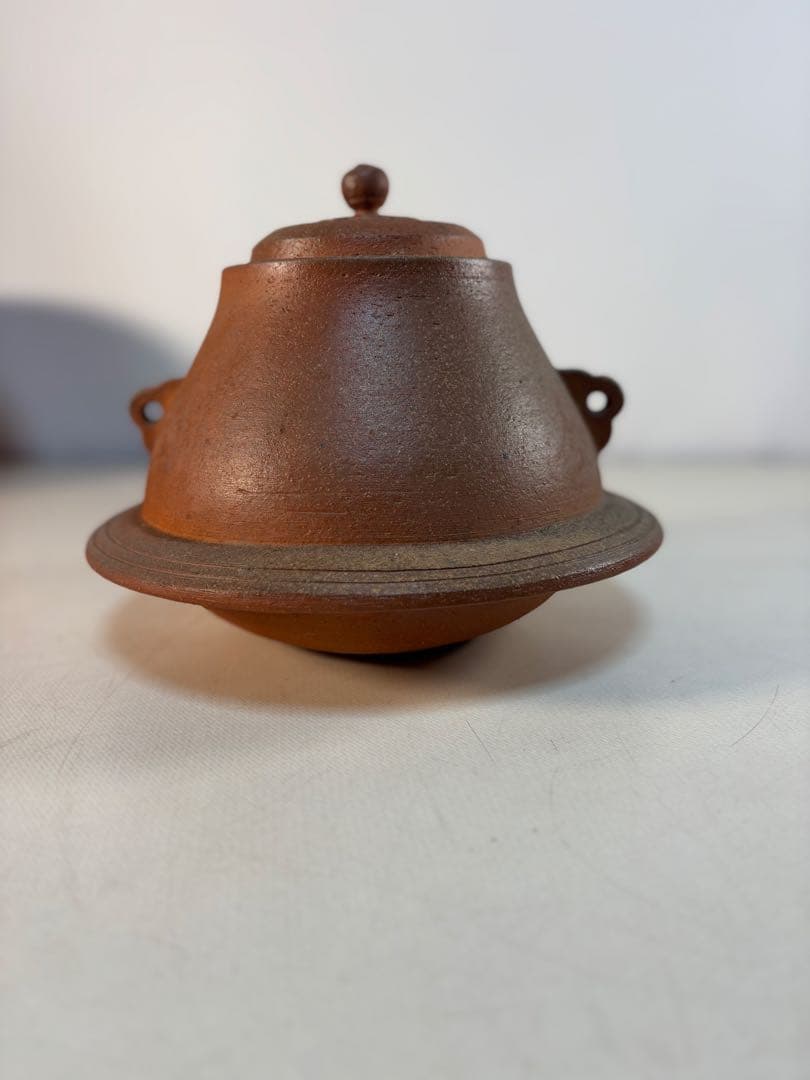 陶器製茶道具 鳳凰風炉　茶釜　敷板(皿)付き
