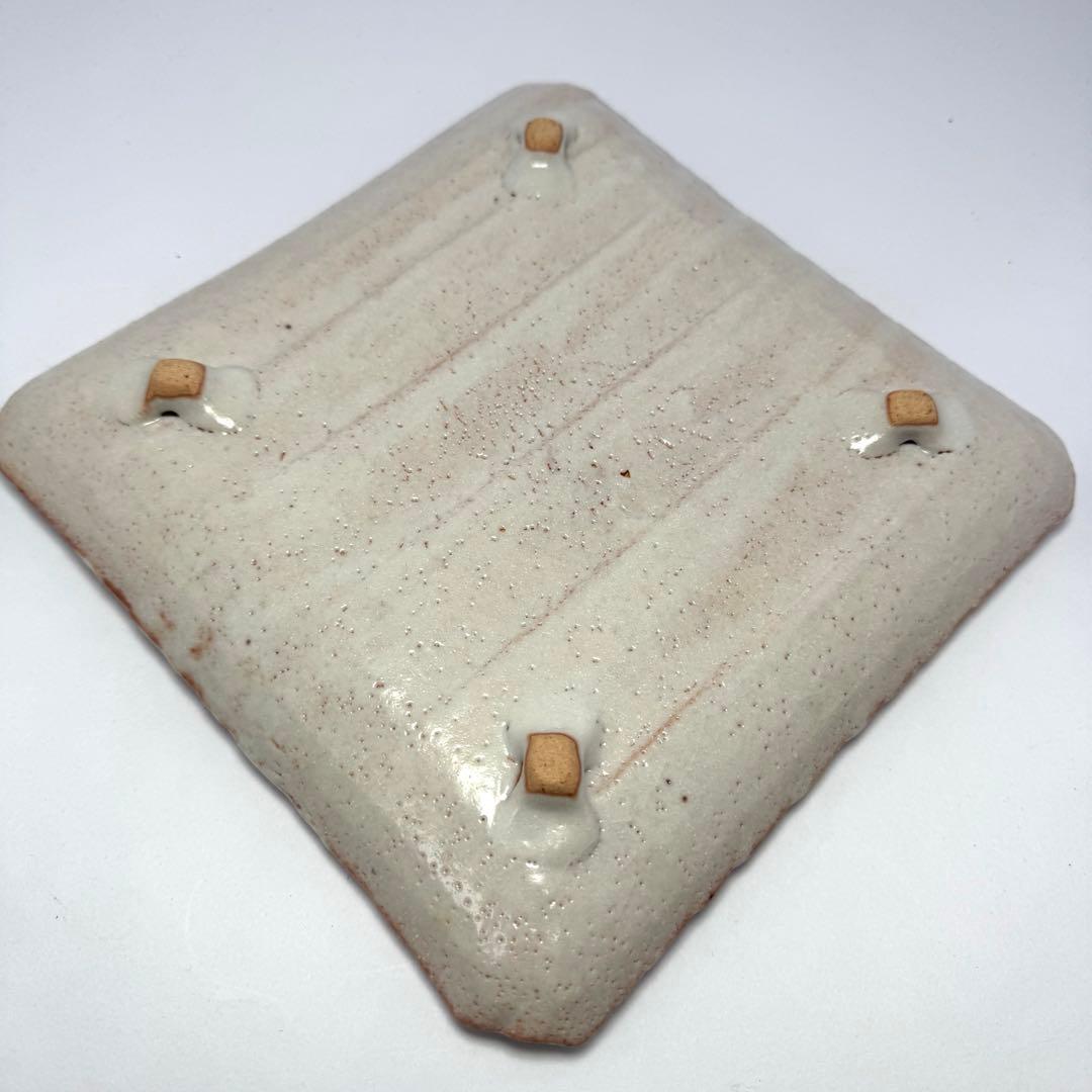 新品未使用 城窯 志野焼 柴田増三 四方皿 伝統工芸 陶芸 共箱 説明書