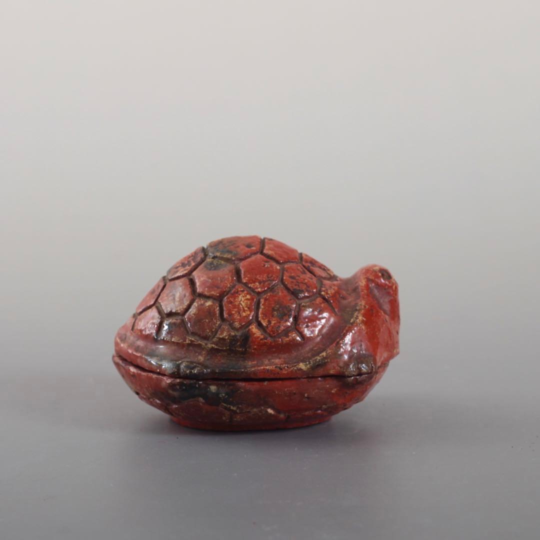 赤楽 亀 香合 茶人の花押 茶道具 古美術 古道具 アンティーク