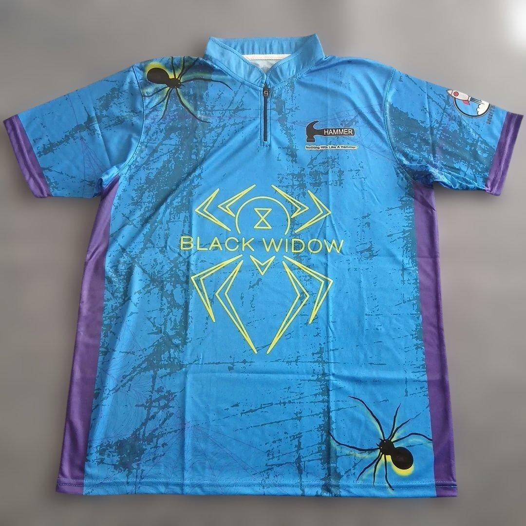 ✨新品✨ボウリングウェア　【XL】　ブラックウィドー　ハンマー　ブルー　大きめ