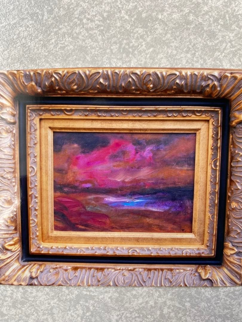 最終価格　油彩画菊地正則　「遥かなる地空」F4 額付き　美しさ　迫力　癒し　美品