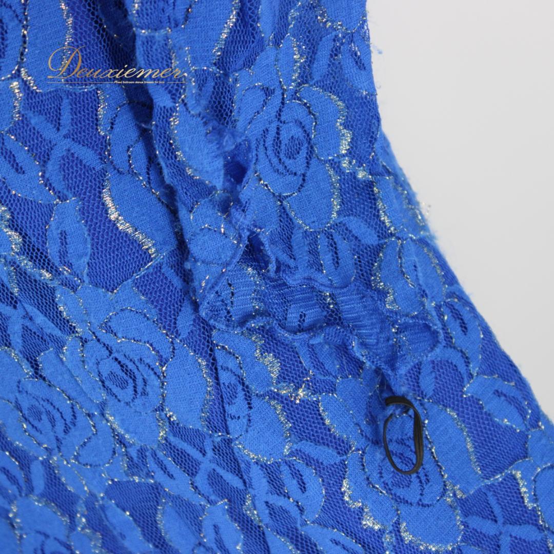 【社交ダンス衣装】ワンピース ドレス leirena 準正装 青 ブルー レース