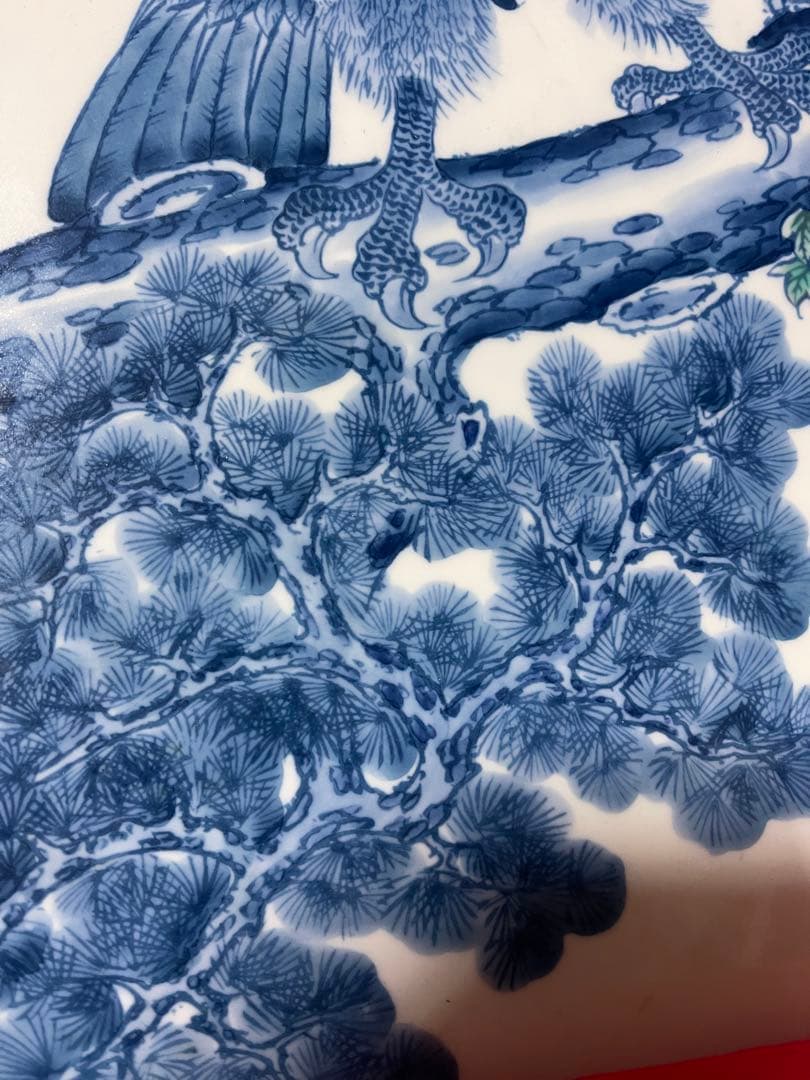 有田焼日本画 鳥と松の陶磁器絵画(未使用長期保管品)