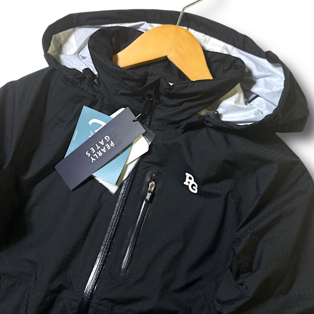 0 新品 パーリーゲイツ ビッグロゴ 半袖にもなる! レインジャケット ブラック