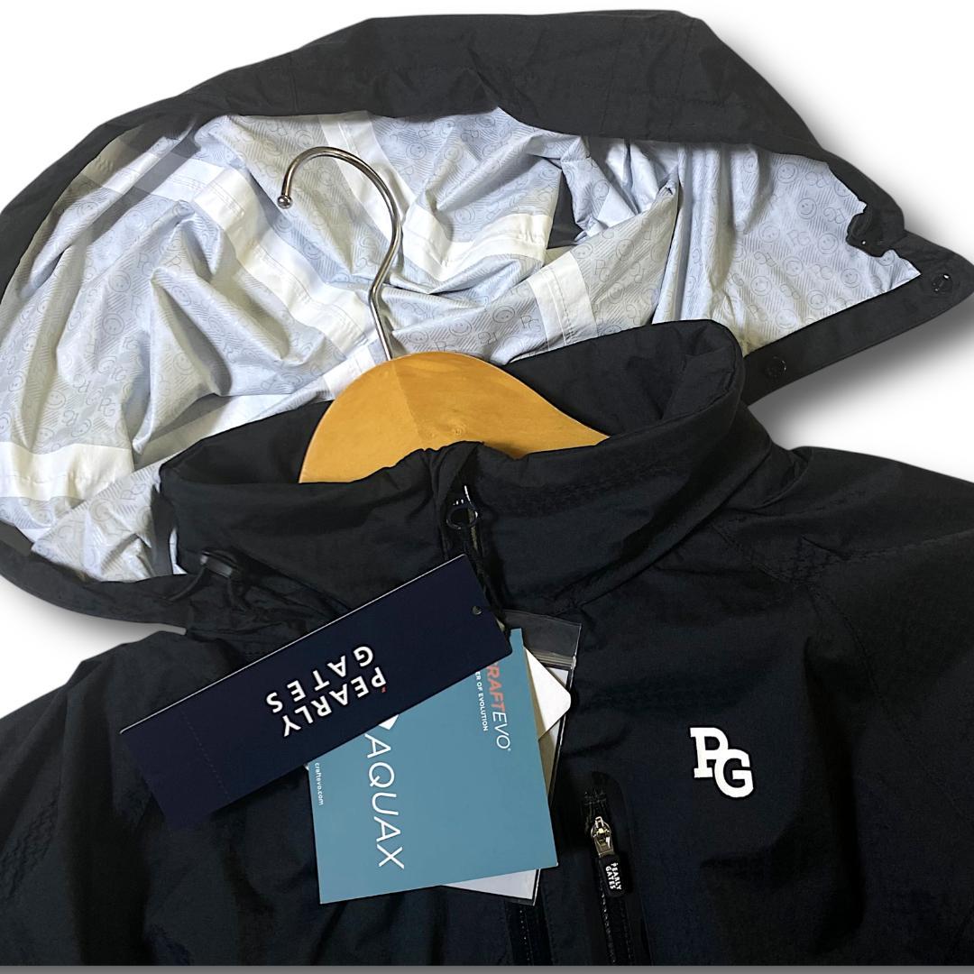 0 新品 パーリーゲイツ ビッグロゴ 半袖にもなる! レインジャケット ブラック