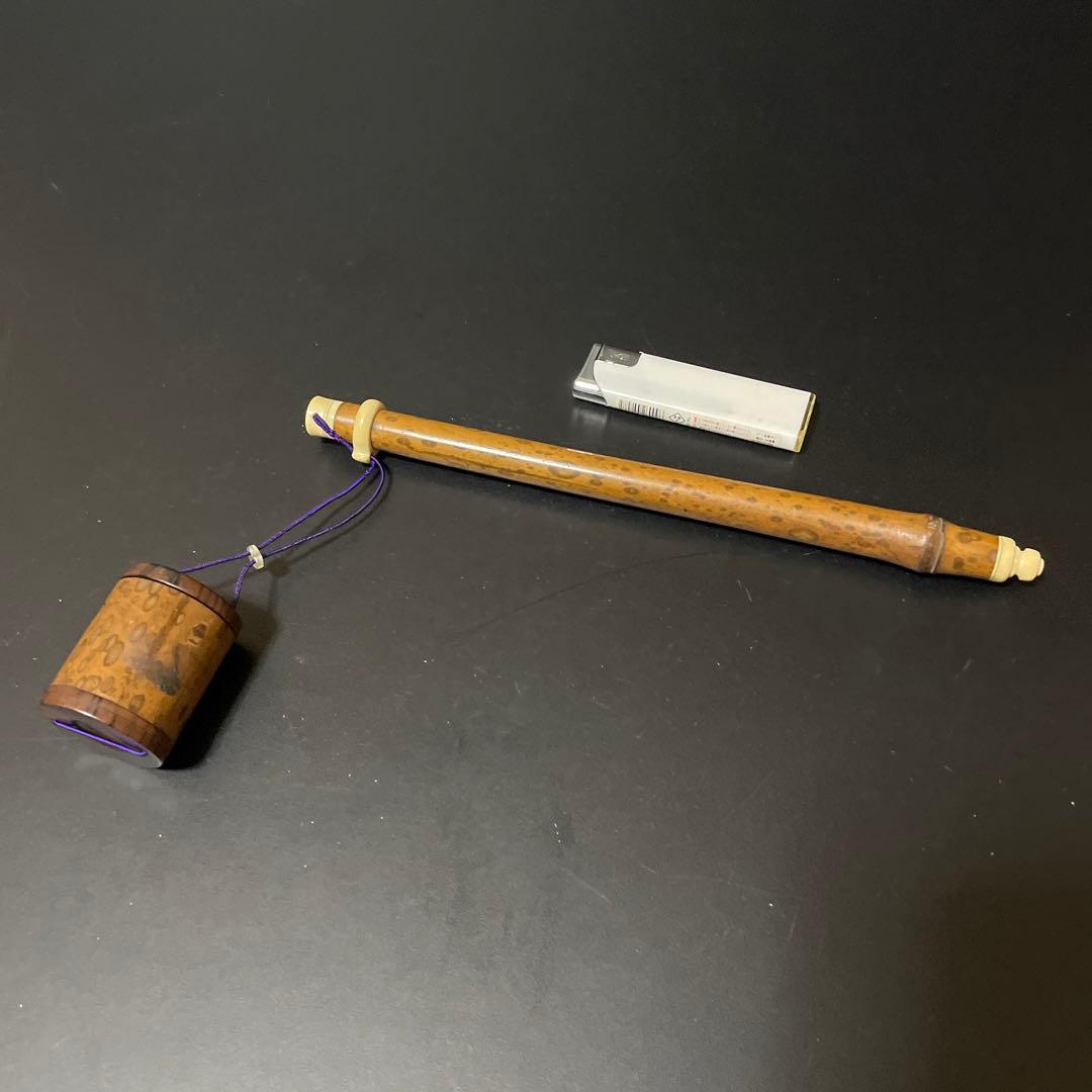 古い　斑竹　筆筒　筆入れ　書道