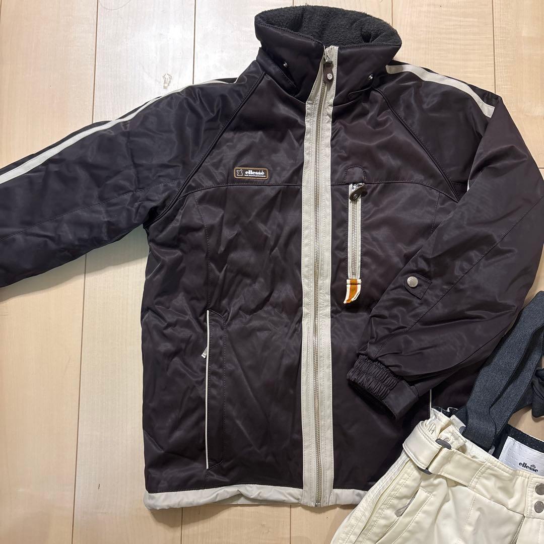美品 ellesse スキー スノボー 上下セット Sサイズ ブラウン×白系