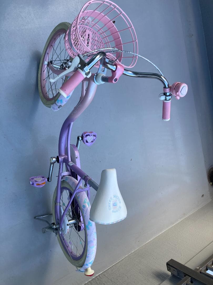 子供用自転車　アサヒサイクルのメゾピアノ 紫色とピンク 18インチ