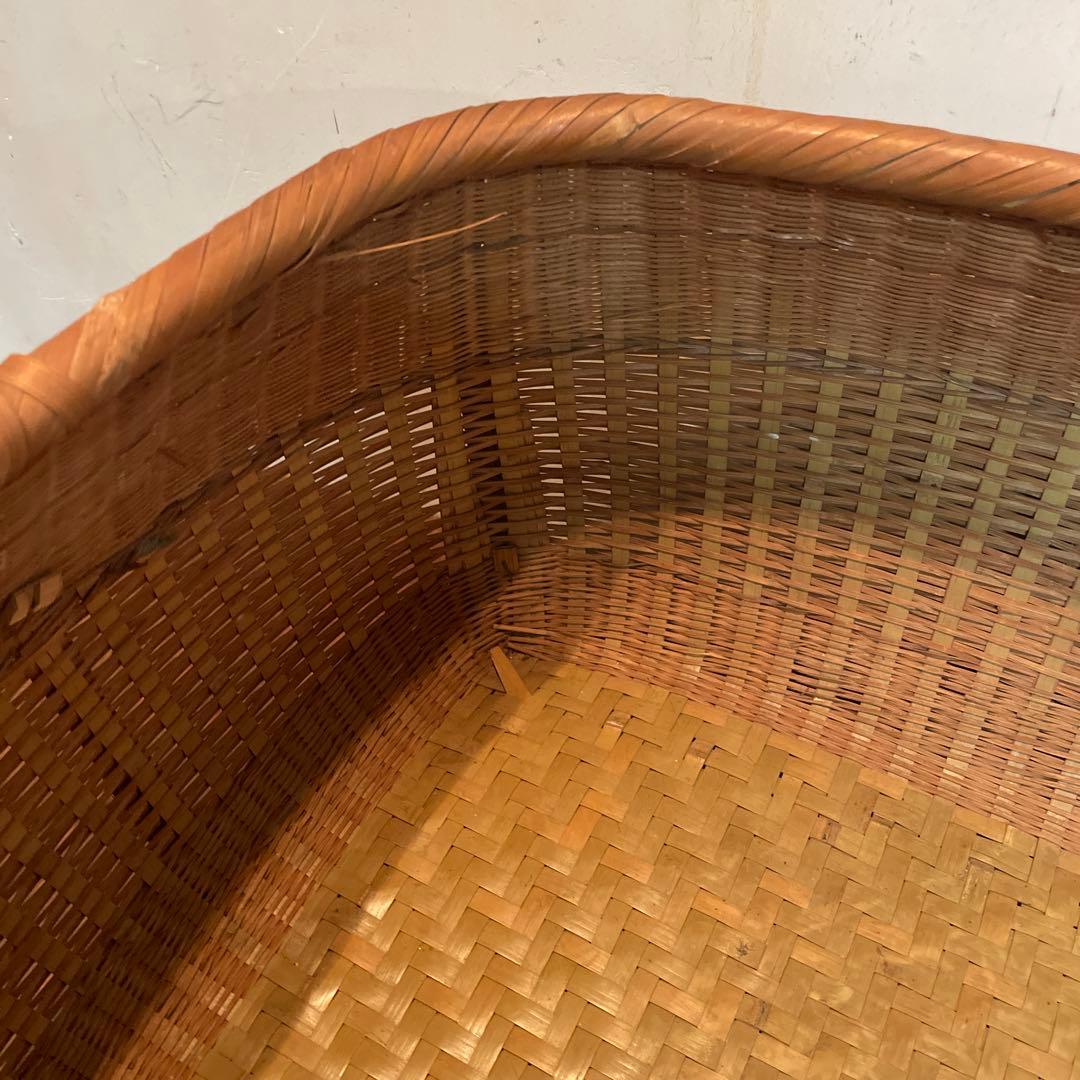 美品　レトロ　竹籠　バスケット　編み籠　収納　かご　大きいサイズ　インテリアに