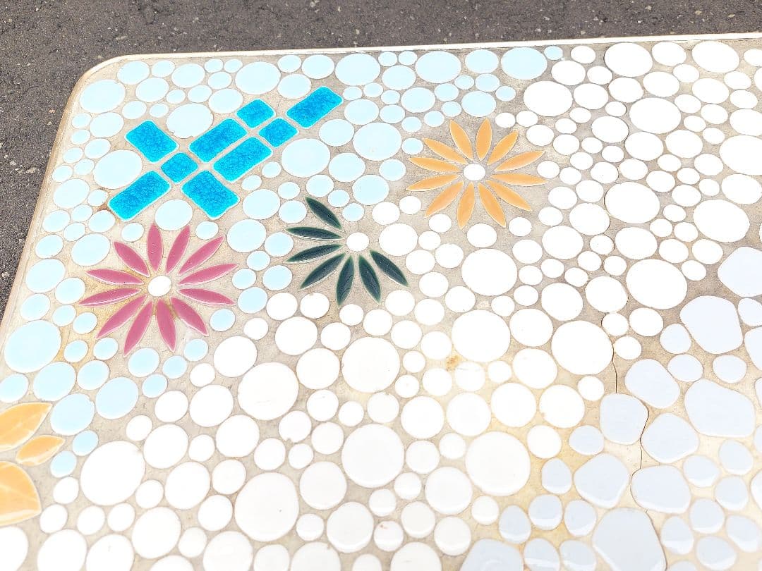 昭和レトロ ストーブ台 薪ストーブ タイル 古民家 アンティーク 花柄