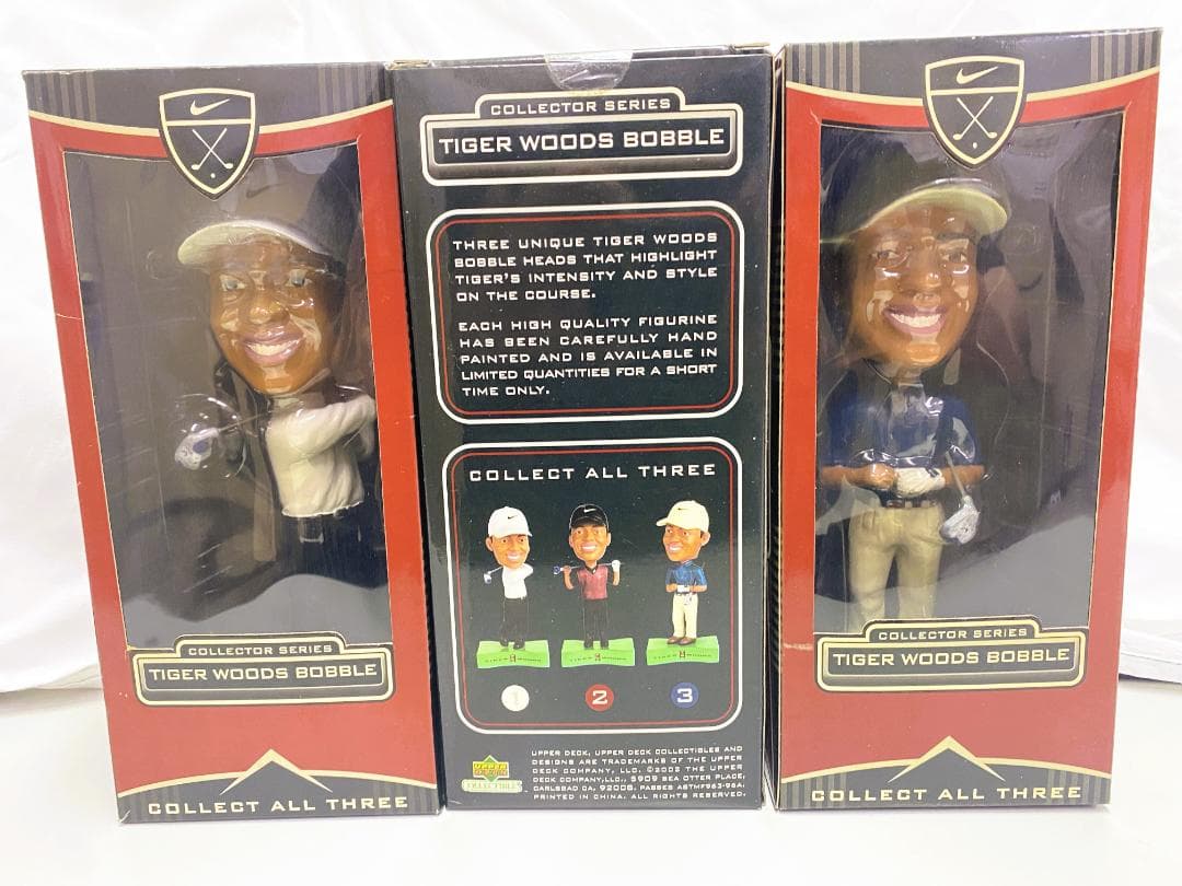【激レア】未使用！ タイガー・ウッズ　ボブルヘッド　フィギュア　完全３体セット