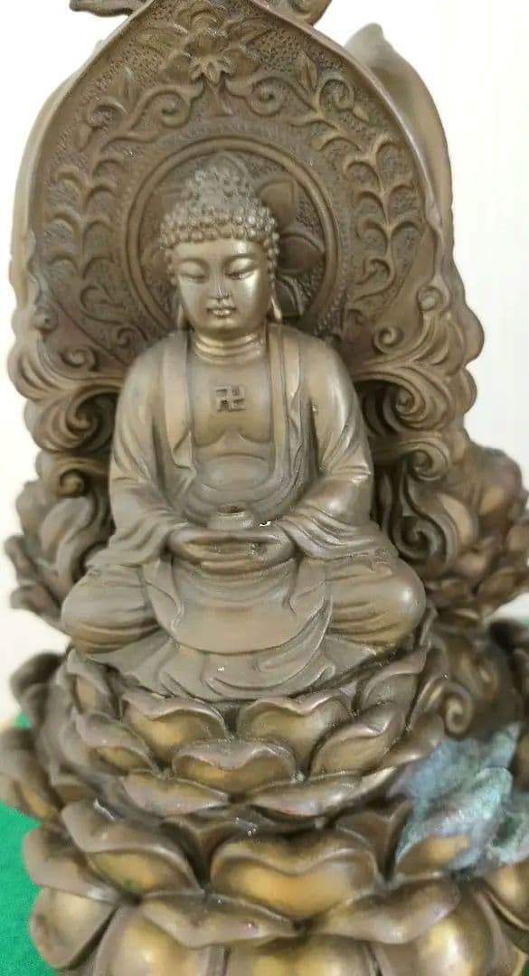 ✨蔵出しセール中❗希少　仏教美術品　銅製西方三経三尊座像（大）仏像　 縁起置物