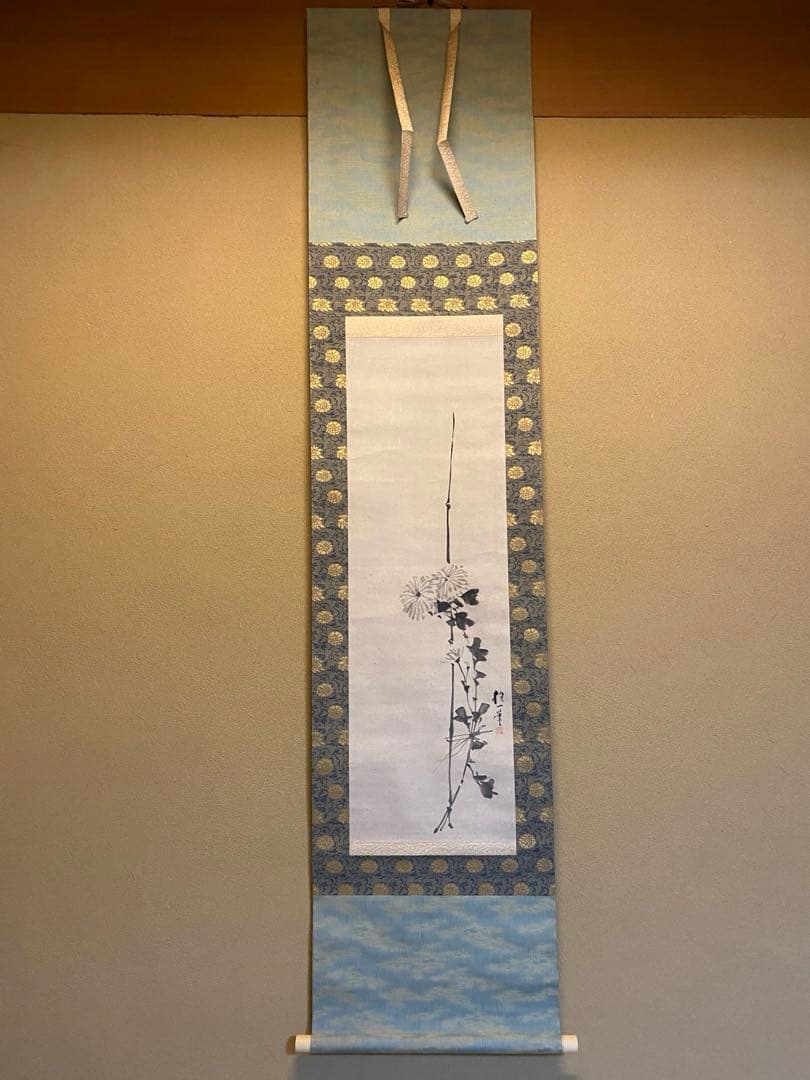 掛け軸 酒井抱一 花絵 古美術 共箱 二重共箱