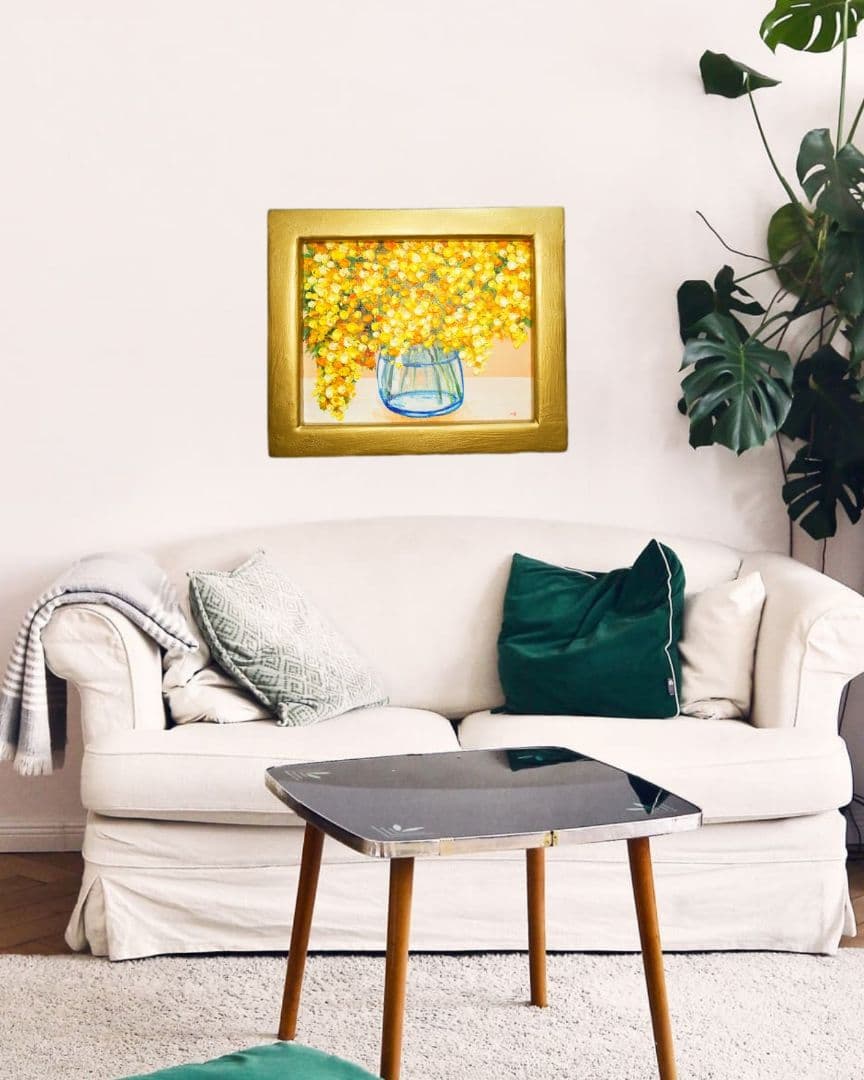 油絵 油彩 油彩画 絵画 絵 【ミモザ】