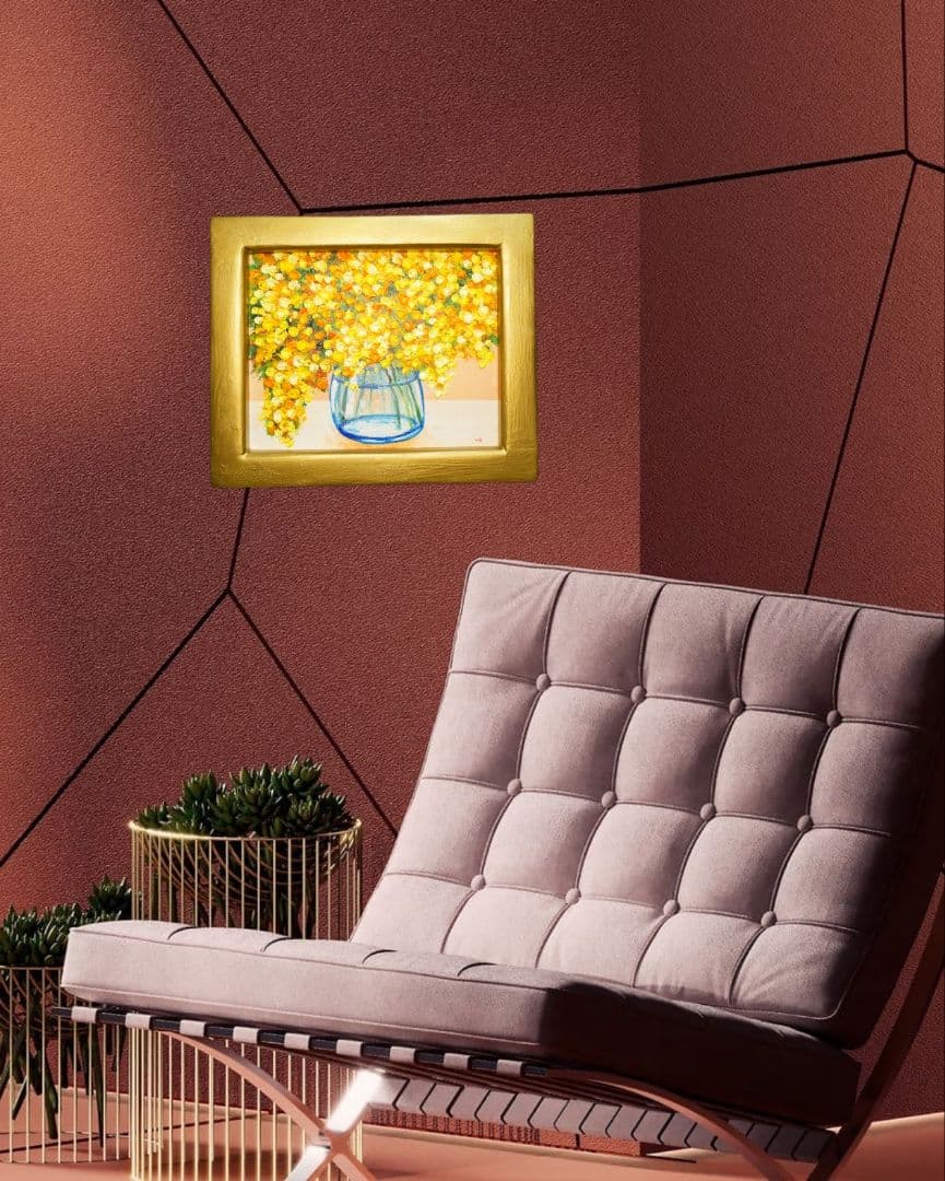 油絵 油彩 油彩画 絵画 絵 【ミモザ】