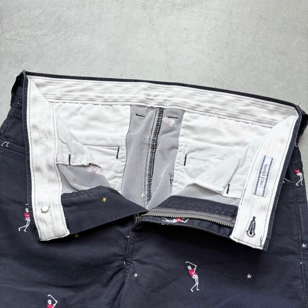 MARK&LONA マークアンドロナ ストレッチロングパンツ 刺繍 ロゴ M