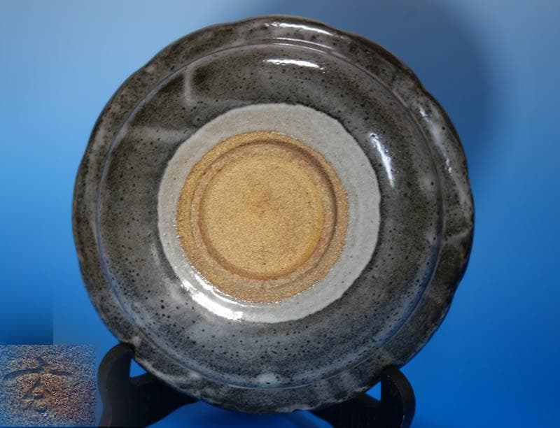 唐津焼　中里重利　三玄窯　絵唐津　芙蓉文　輪花　大皿　大鉢　共箱 2186