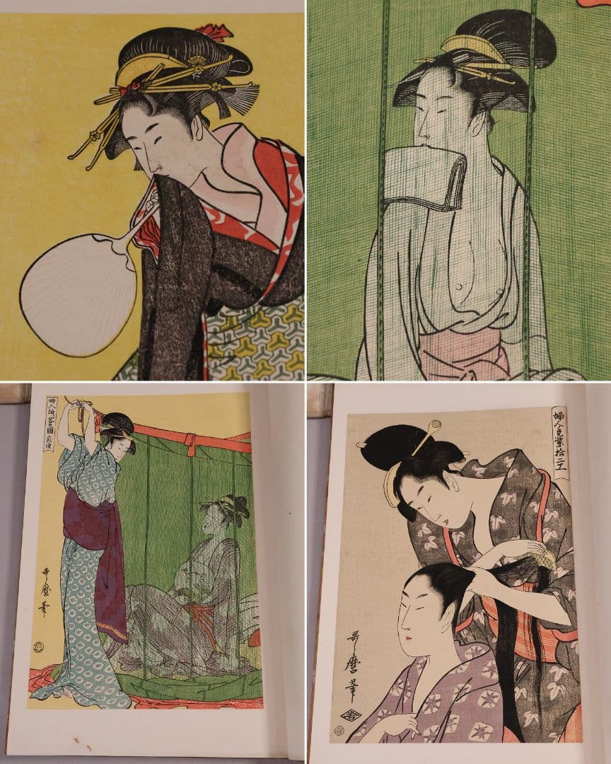 【３】手摺木版画 大正 浮世風俗 やまと錦絵 橋口五葉 60図冊揃【CM420】