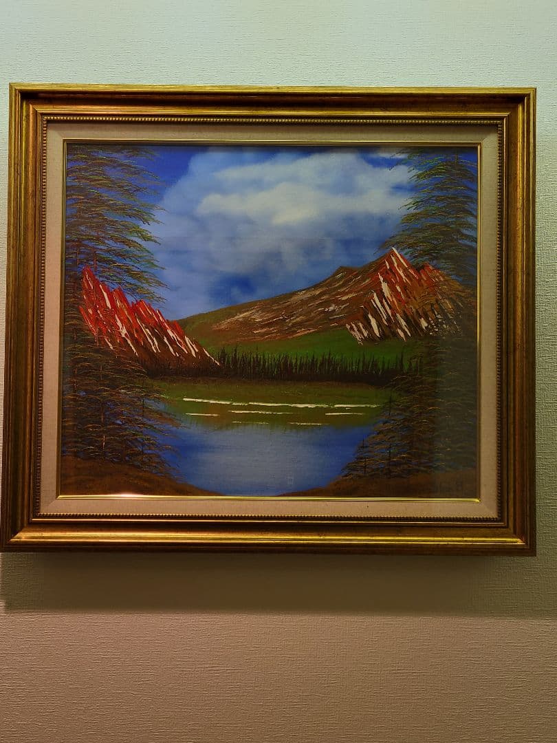 絵画 Mountain ridge lake