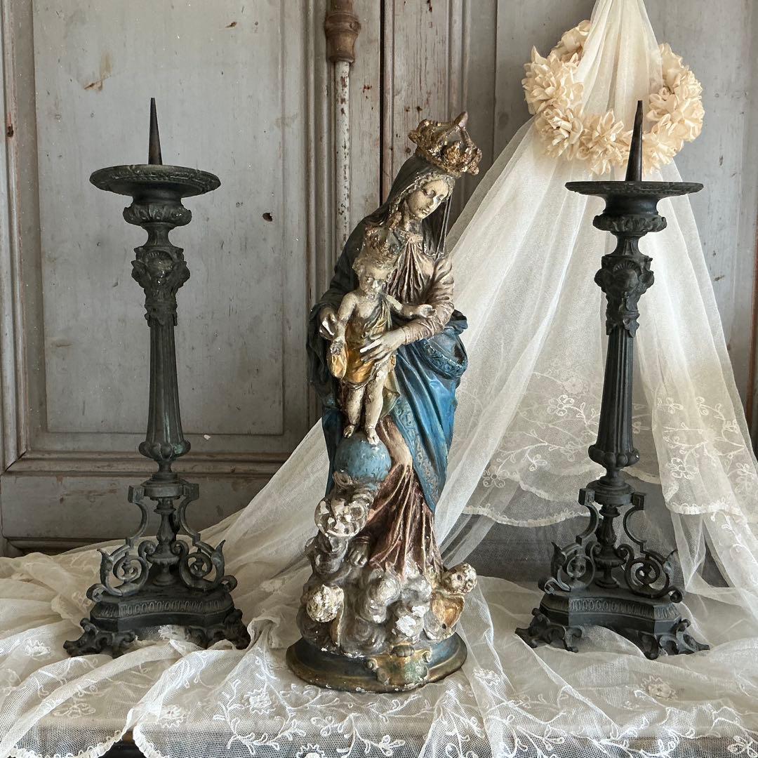 １９世紀中期　フランスアンティーク　祭壇用大きな燭台　教会　キャンドルスタンド