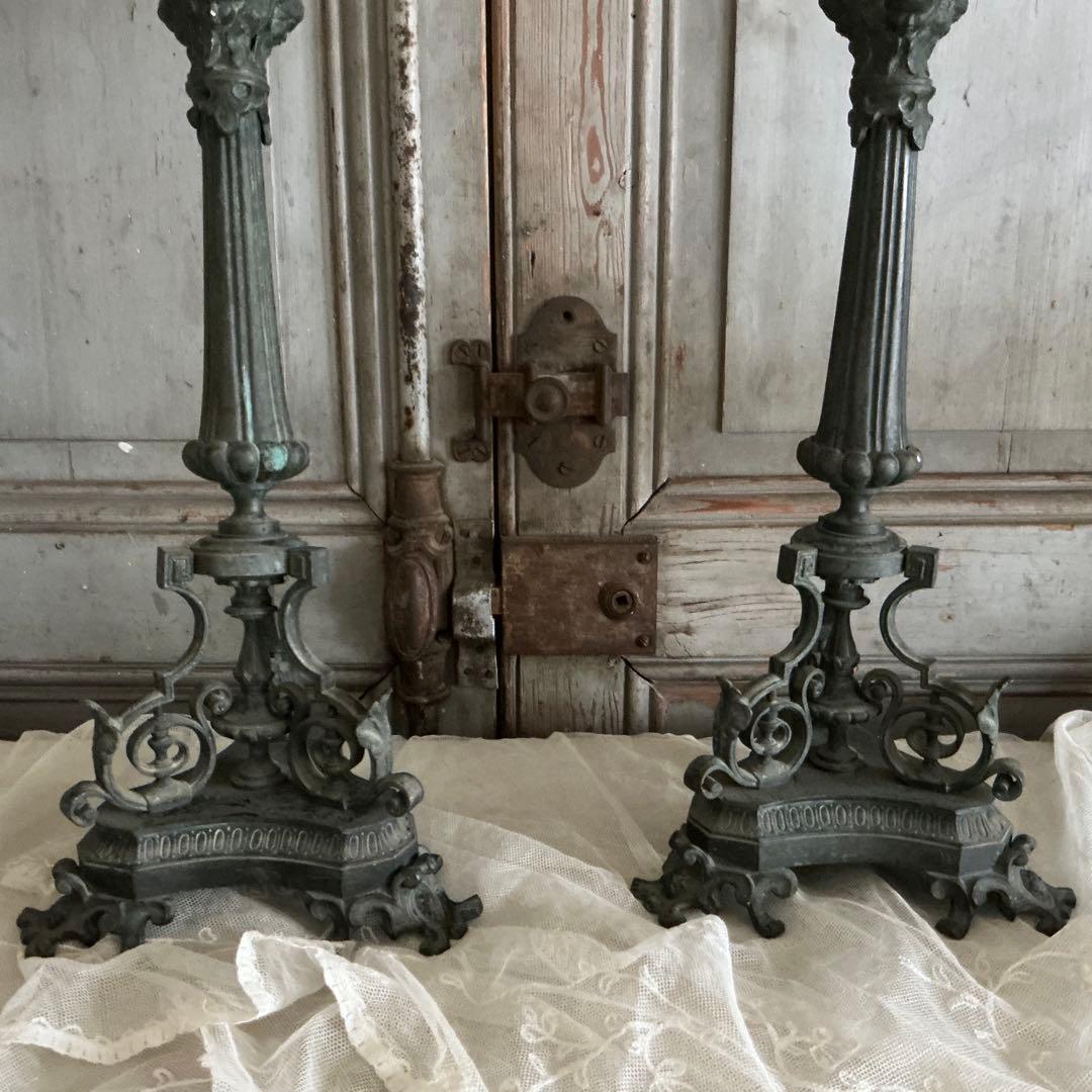１９世紀中期　フランスアンティーク　祭壇用大きな燭台　教会　キャンドルスタンド