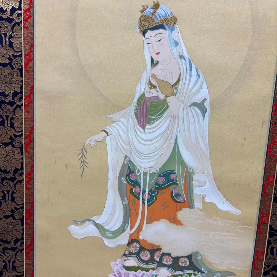 田中浩伸 掛軸 雲上観音　美術品　0121o83