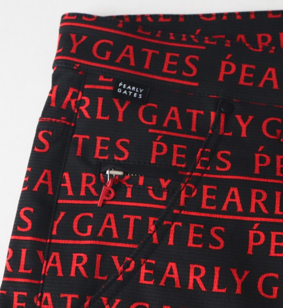 新品【パーリーゲイツ】EXストレッチ ロゴ総柄 ロングパンツ 黒 5(L)